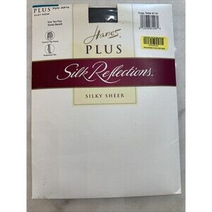 Hanes Plus Silk Reflections Size Two Plus New Silky Sheer Barely Black